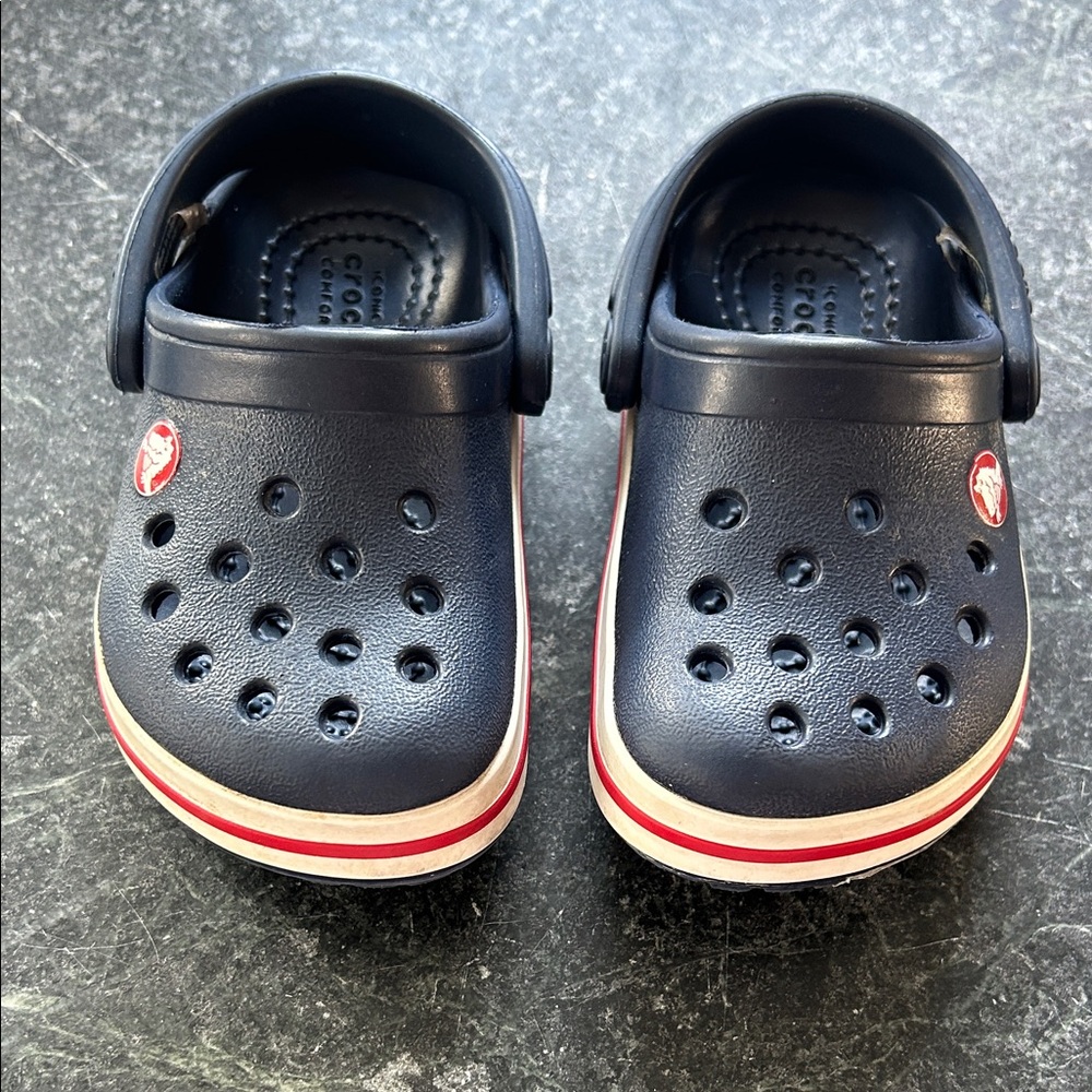 CROCS Kids Navy and Red Clogs